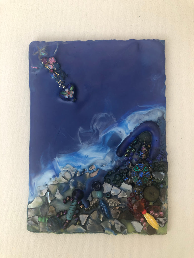 What rising oceans bring together - Encaustic mixed media art by Yvonne C. Espinoza at YCE Studios