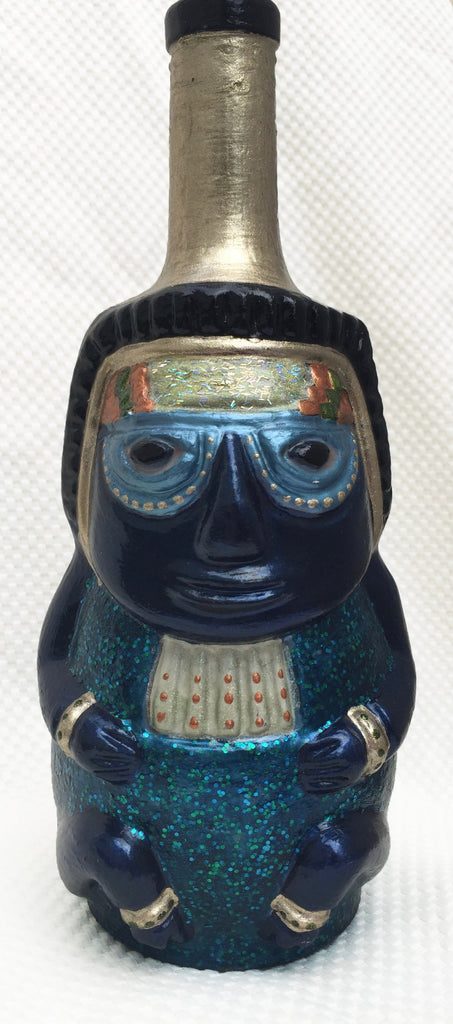Hand-painted Pisco bottle - Huaco 1