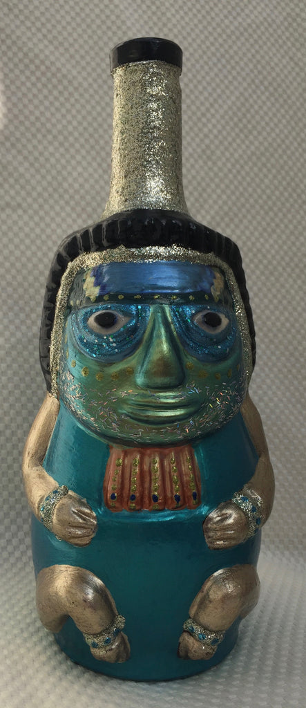 Hand-painted Pisco bottle - Huaco 2